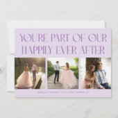 Happily Ever After Lilac Wedding Photo Bedankkaart (Voorkant)