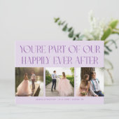 Happily Ever After Lilac Wedding Photo Bedankkaart (Staand voorkant)