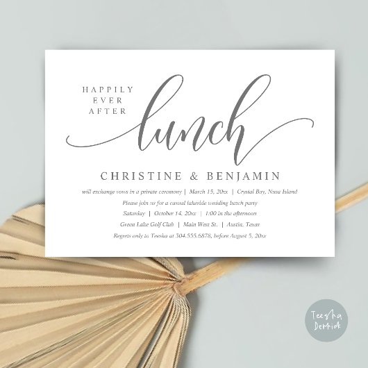 Happily Ever After Lunch Elopement, Modern Script  Kaart