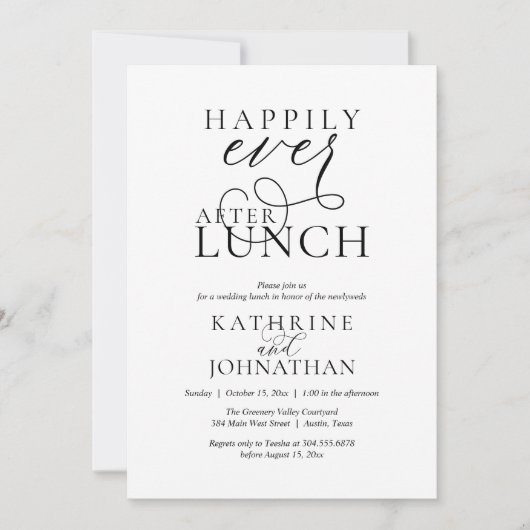 Happily Ever After Lunch Post Wedding Elopement Kaart (Voorkant)