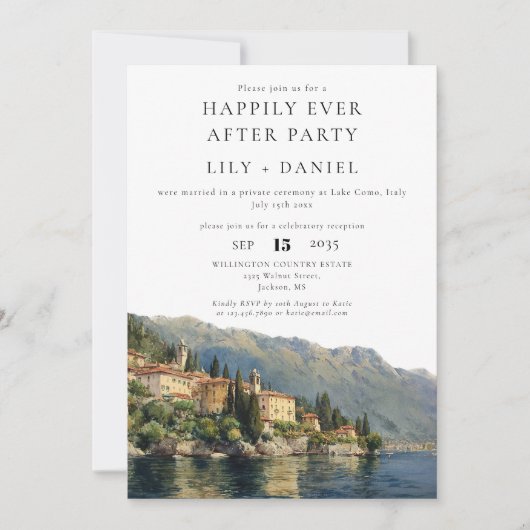 Happily Ever After Meer van Como Italië Trouwen Kaart (Voorkant)