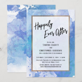 Happily Ever After met gouden abstracte blauwe spa Kaart