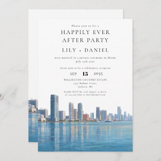 Happily Ever After Miami Wedding Kaart (Voorkant / Achterkant)