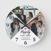Happily Ever After Modern Koppel Fotocollage Ronde Klok (Voorkant)
