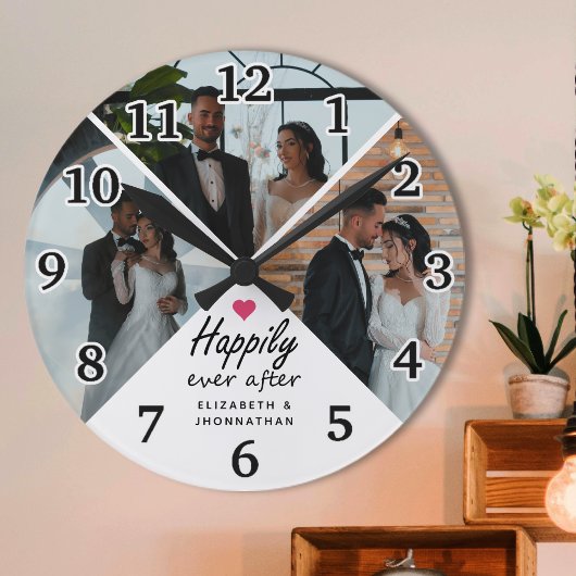 Happily Ever After Modern Koppel Fotocollage Ronde Klok