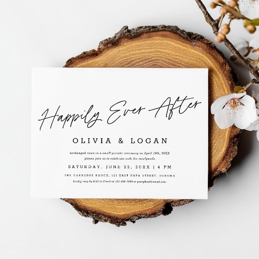 Happily Ever After Modern Script Wedding Elopement Kaart