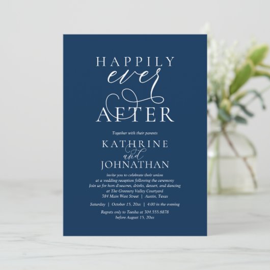 Happily Ever After, Modern Wedding Reception Kaart (Staand voorkant)