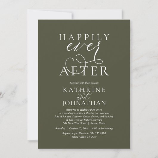 Happily Ever After, Modern Wedding Reception Kaart (Voorkant)