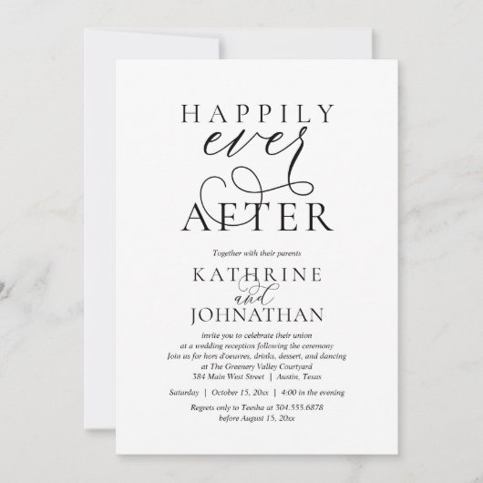 Happily Ever After, Modern Wedding Reception Kaart (Voorkant)