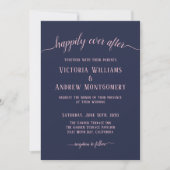 Happily Ever After Moderne Roze Script Navy Trouwd Kaart (Voorkant)