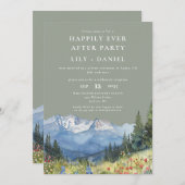 Happily Ever After Mountain Floral Sage Wedding Kaart (Voorkant / Achterkant)