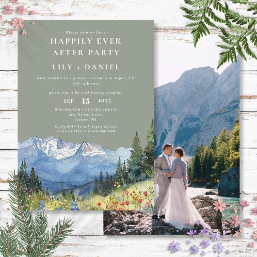 Happily Ever After Mountain Sage Trouwfoto Kaart