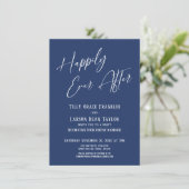 Happily Ever After Navy Elegante Trouwpartij Kaart (Staand voorkant)