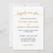 Happily Ever After Navy Gouden Script Trouwkaart Kaart (Voorkant)