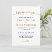 Happily Ever After Navy Gouden Script Trouwkaart Kaart (Staand voorkant)