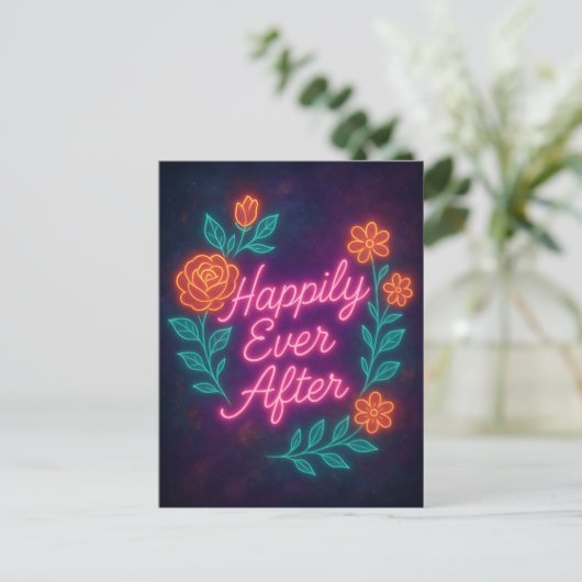 Happily Ever After – Neon  etherische gloed Briefkaart (Staand voorkant)
