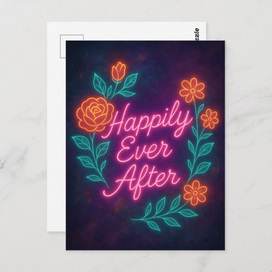 Happily Ever After – Neon etherische gloed Briefkaart (Voorkant / Achterkant)