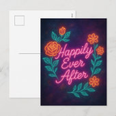 Happily Ever After – Neon  etherische gloed Feestdagenkaart (Voorkant / Achterkant)