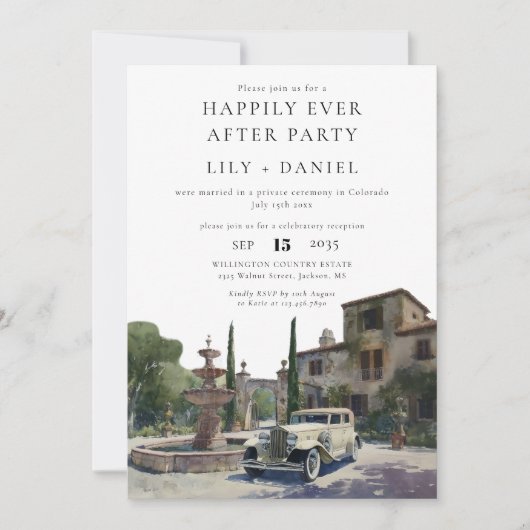 Happily Ever After Old Money Estate Wedding Kaart (Voorkant)