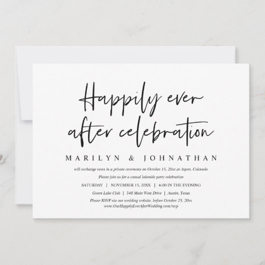 Happily Ever After - Ontspannen Trouwdatum Dinner Kaart (Voorkant)