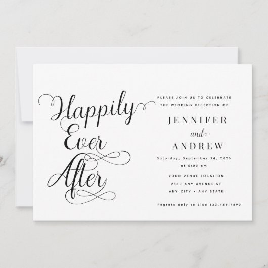 Happily Ever After | Ontvangst bruiloft uitnodigin Kaart (Voorkant)