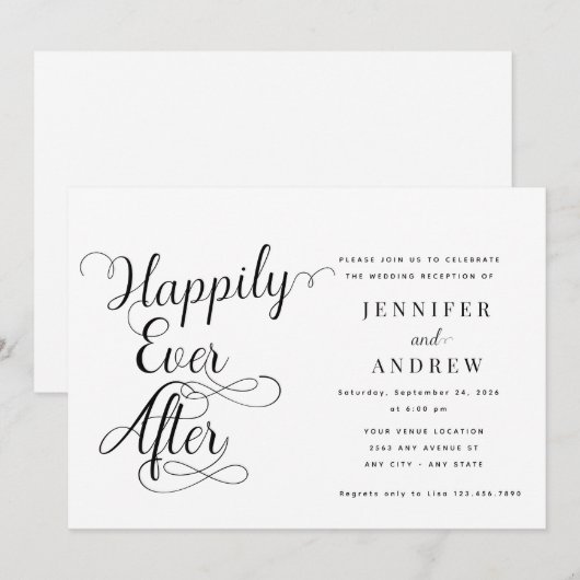 Happily Ever After | Ontvangst bruiloft uitnodigin Kaart (Voorkant / Achterkant)
