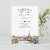 Happily Ever After Parijs Frankrijk Foto Bruiloft Kaart (Staand voorkant)