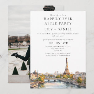 Happily Ever After Parijs Frankrijk Foto Bruiloft Kaart