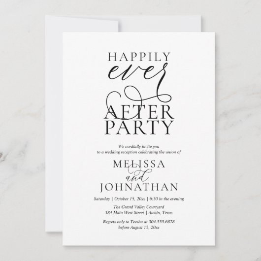 Happily Ever After Party, Classy Wedding Reception Kaart (Voorkant)
