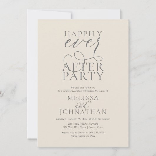 Happily Ever After Party, Classy Wedding Reception Kaart (Voorkant)