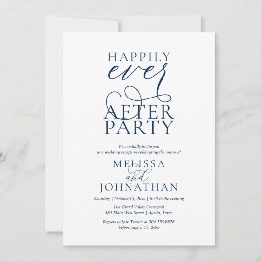 Happily Ever After Party, Classy Wedding Reception Kaart (Voorkant)