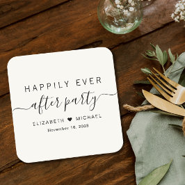 Happily Ever After Party Crème Trouwreceptie Kartonnen Onderzetters