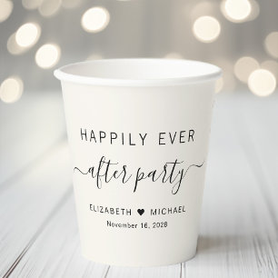 Happily Ever After Party Crème Trouwreceptie Papieren Bekers