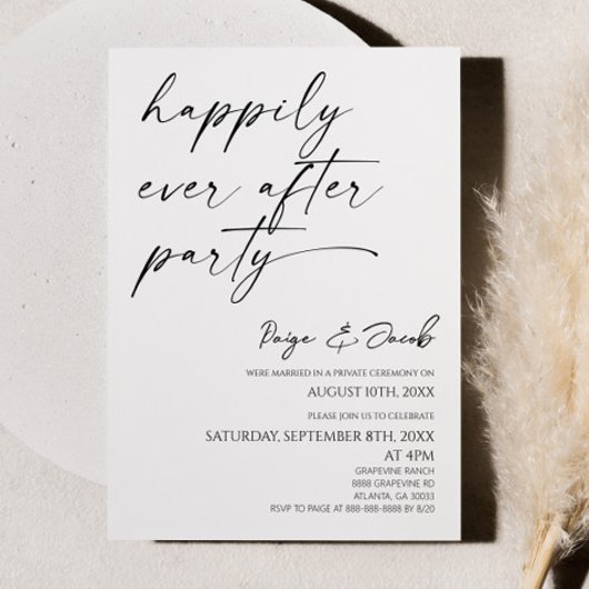 Happily Ever After Party Minimal Wedding Reception Kaart