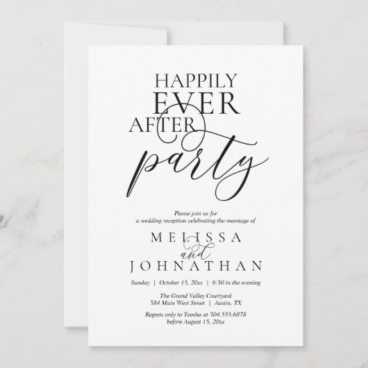 Happily Ever After Party, Modern Classy Wedding Kaart (Voorkant)