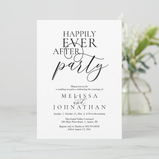 Happily Ever After Party, Modern Classy Wedding Kaart (Staand voorkant)