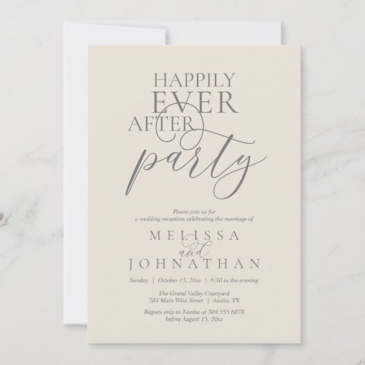 Happily Ever After Party, Modern Classy Wedding Kaart (Voorkant)
