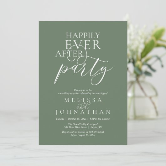 Happily Ever After Party, Modern Classy Wedding Kaart (Staand voorkant)