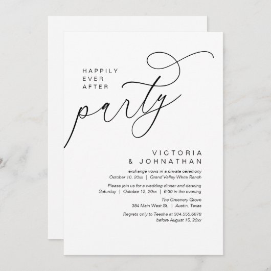 Happily Ever After Party, Modern Romantic Dinner  Kaart (Voorkant / Achterkant)