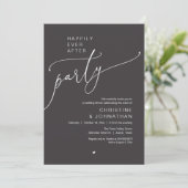 "Happily Ever After Party" Modern Wedding Dinner Kaart (Staand voorkant)