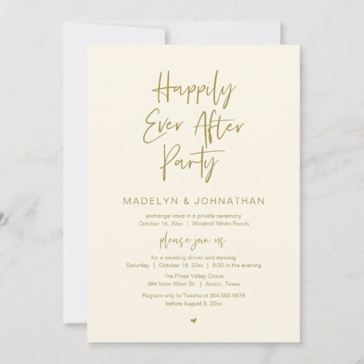 Happily Ever After Party, Modern Wedding Dinner Kaart (Voorkant)