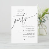 "Happily Ever After Party" Modern Wedding Dinner Kaart (Staand voorkant)