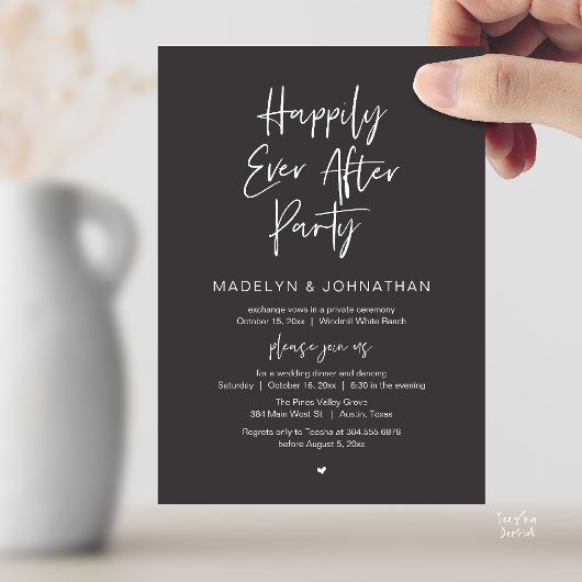 Happily Ever After Party, Modern Wedding Dinner Kaart