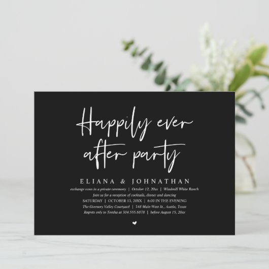 Happily Ever After Party Modern Wedding Reception Kaart (Staand voorkant)