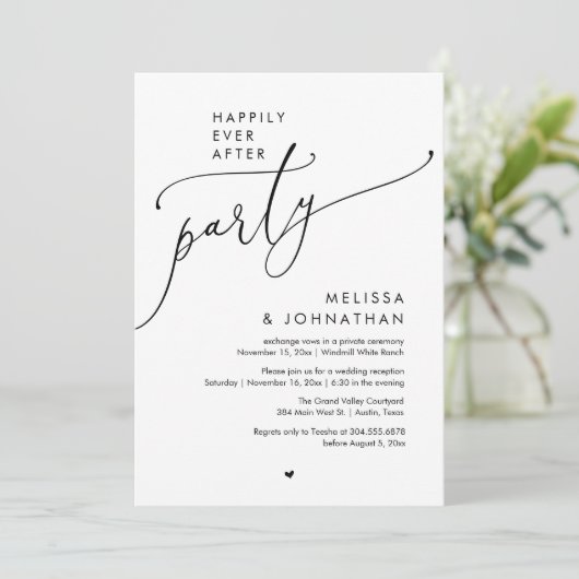Happily Ever After Party Modern Wedding Reception Kaart (Staand voorkant)