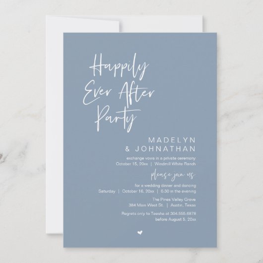 Happily Ever After Party, Modern Wedding Reception Kaart (Voorkant)