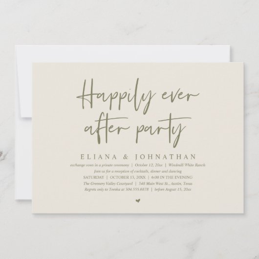 Happily Ever After Party Modern Wedding Reception Kaart (Voorkant)