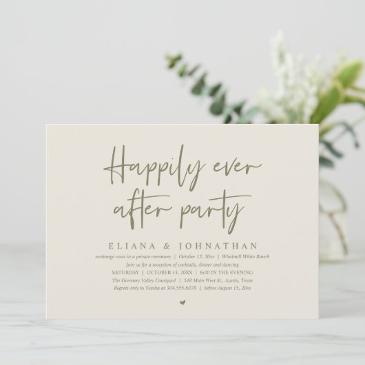  Happily Ever After Party Modern Wedding Reception Kaart (Staand voorkant)