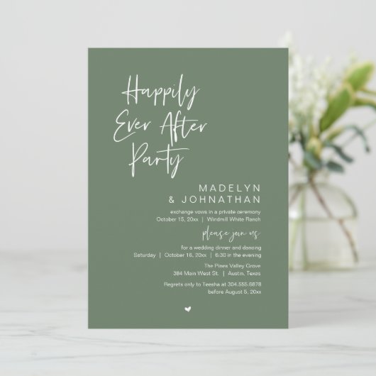Happily Ever After Party, Modern Wedding Reception Kaart (Staand voorkant)