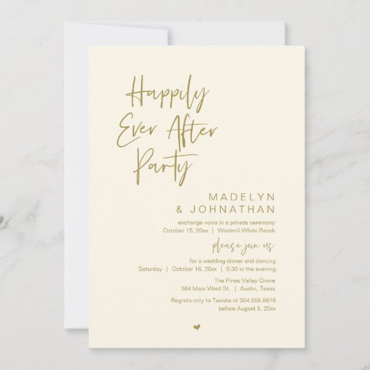 Happily Ever After Party, Modern Wedding Reception Kaart (Voorkant)